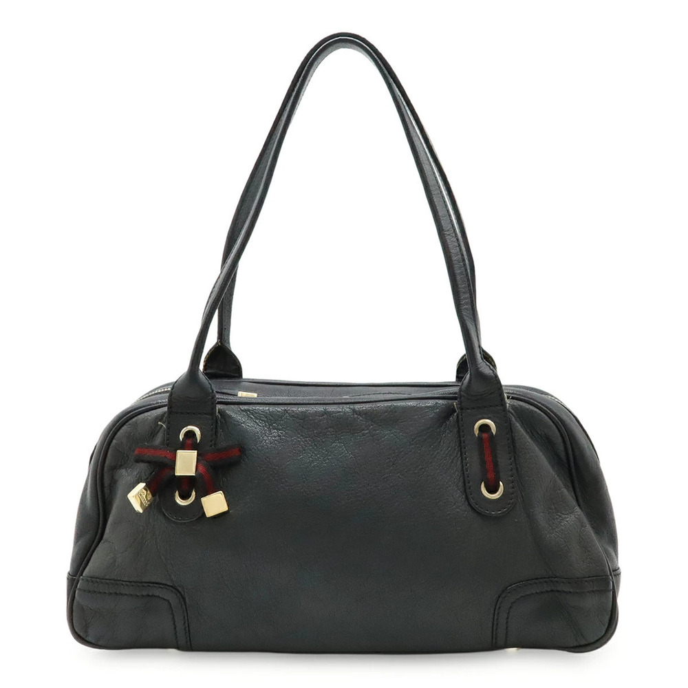 Gucci Princy Ribbon Shoulder Bag Boston Leather Black